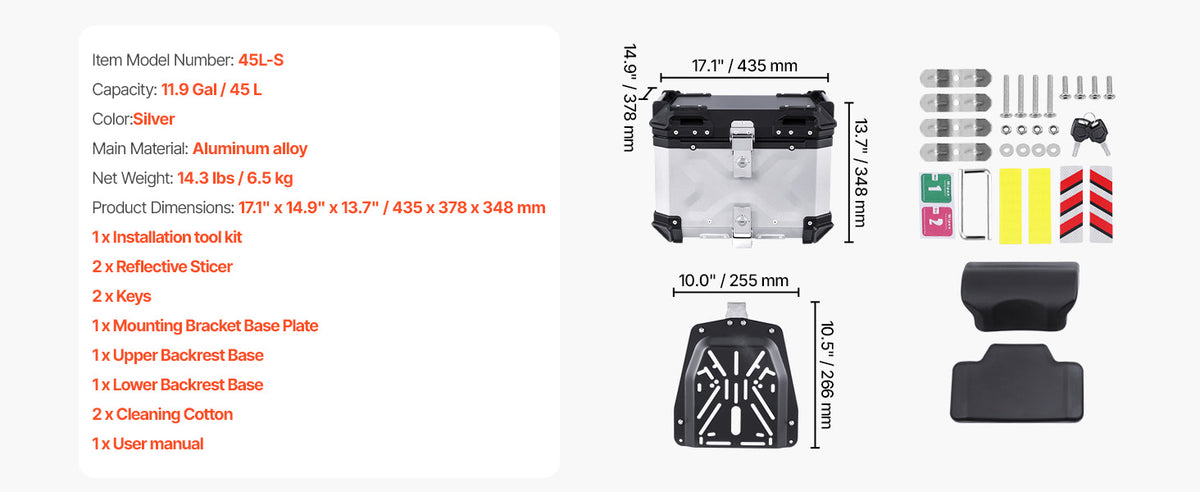 SucceBuy Aluminum Motorcycle Top Case with Leather Lining - image 16