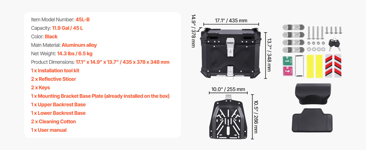 SucceBuy Aluminum Motorcycle Top Case with Leather Lining - image 14